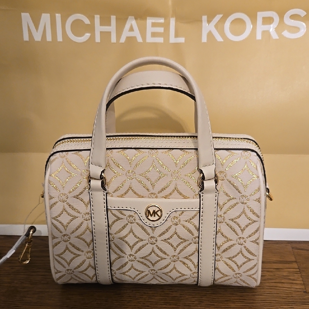 Michael Kors White and Gold Women's Bag
